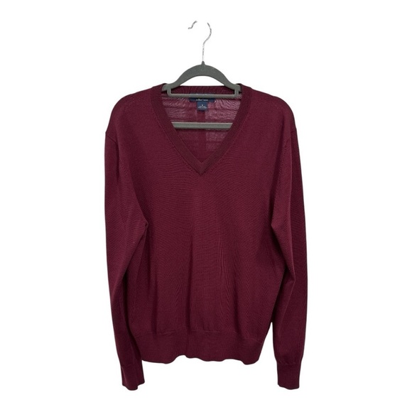 Brooks Brothers Saxxon Men's 100% Wool V-neck Sweater Burgundy Size M - Picture 3 of 9